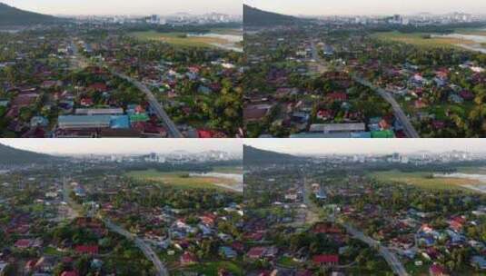 塔纳利亚特马来村庄的空中移动高清在线视频素材下载