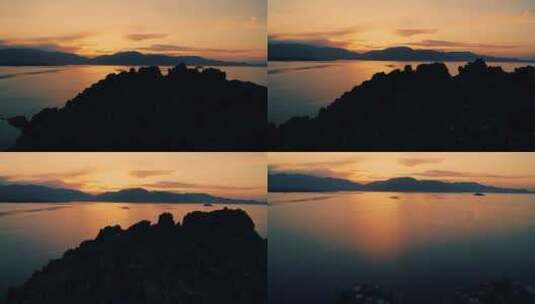 日落时湖中岛的景色高清在线视频素材下载