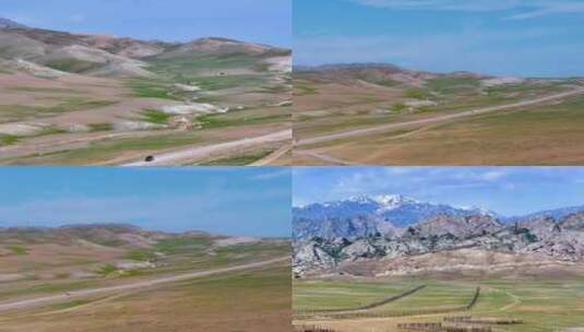 4K航拍新疆阿勒泰福海县萨尔布拉克草原风光高清在线视频素材下载