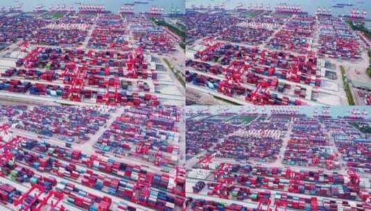 4k 航拍上海浦东新区外高桥集装箱码头 高清在线视频素材下载