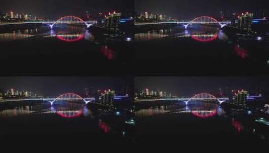 重庆菜园坝长江大桥夜景航拍高清在线视频素材下载