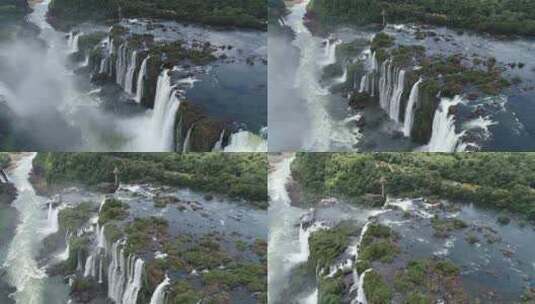 伊瓜苏瀑布的空中自然景观南美洲的巨型瀑布高清在线视频素材下载