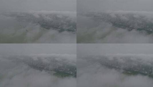 航拍武汉武昌江滩城市地平线云海高清在线视频素材下载