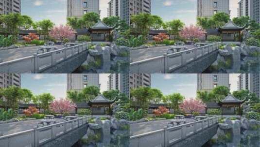 新中式小区园林景观动画素材高清在线视频素材下载