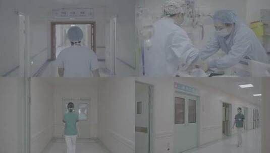 医生护士在医院走廊行走高清在线视频素材下载