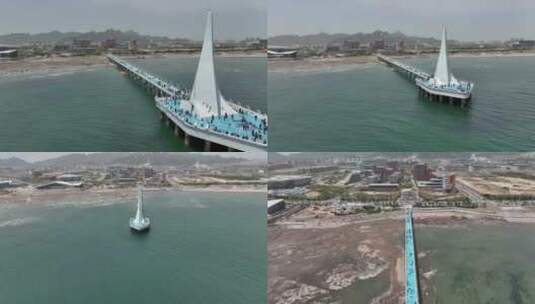 青岛西海岸海军公园深蓝之光栈桥高清在线视频素材下载