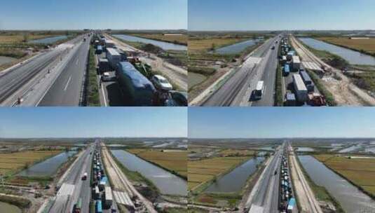 航拍高速公路大堵车高清在线视频素材下载