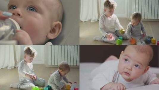 【合集】婴儿喝奶玩耍高清在线视频素材下载
