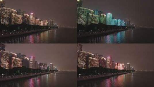 杭州亚运会城市阳台钱江新城灯光秀高清在线视频素材下载