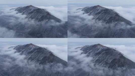 浙江丽水遂昌白马山森林公园4K云海雪景航拍高清在线视频素材下载