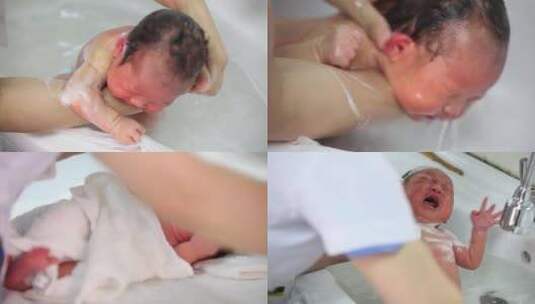 婴儿新生儿小宝宝胎儿孕妇怀孕洗澡医院妇产高清在线视频素材下载