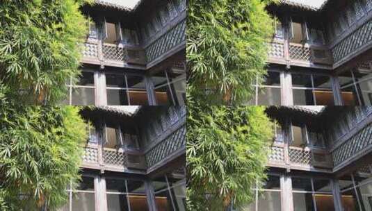 乌镇房屋窗户竹叶4k升格慢镜头高清在线视频素材下载