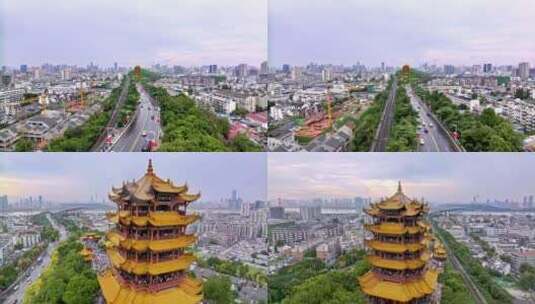 中国四大名楼 黄鹤楼全景高清在线视频素材下载
