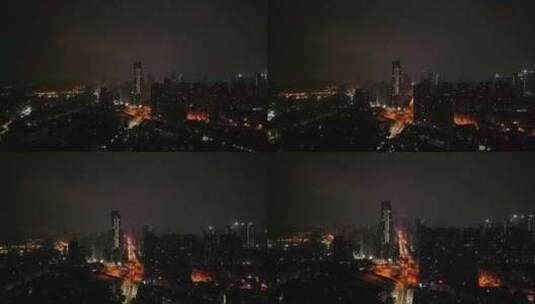 深圳罗湖区深南沿河立交夜景航拍高清在线视频素材下载