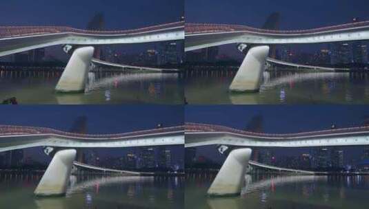 广州珠江海心桥与广州灯光节城市夜景灯光高清在线视频素材下载