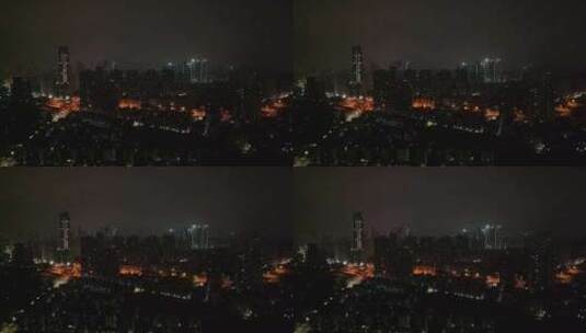 深圳罗湖区深南沿河立交夜景航拍高清在线视频素材下载