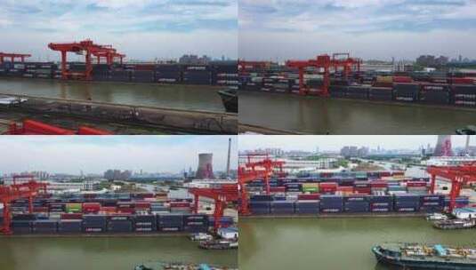 起重机  货物  运输  港口 吊机  码头高清在线视频素材下载