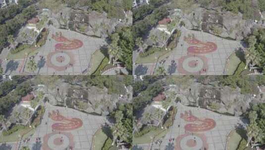 龙岩新罗区街心广场中山公园新罗第一泉航拍高清在线视频素材下载