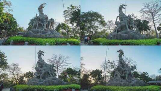 广州_五羊雕塑_城市地标_延时摄影高清在线视频素材下载