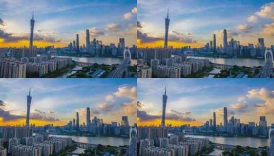 5K广州塔珠江新城猎德大桥航拍延时4高清在线视频素材下载