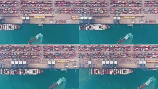 集装箱码头俯视航拍高清在线视频素材下载