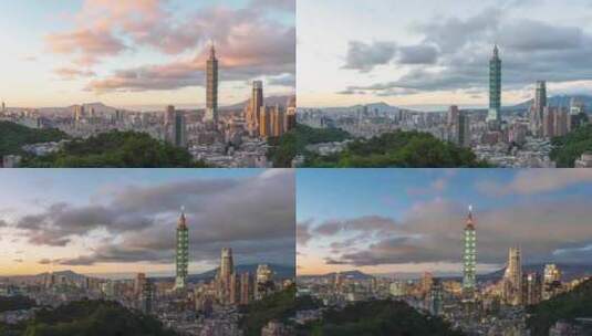 城市风光蓝天白云唯美风景实拍素材4K宽屏高清在线视频素材下载