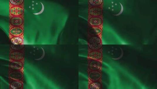 土库曼斯坦挥舞国旗。土库曼斯坦国旗挥舞动高清在线视频素材下载