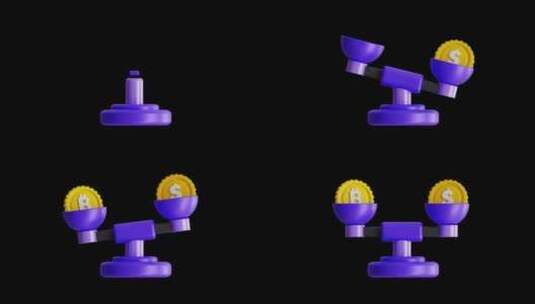 比特币市场余额秤的3D动画|阿尔法通道高清在线视频素材下载