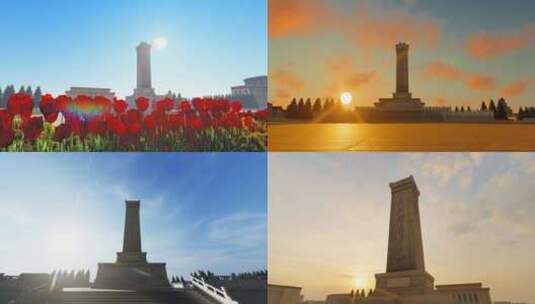 中国北京人民英雄纪念碑雕塑高清在线视频素材下载