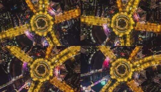 武汉_光谷广场夜景武汉地标航拍延时高清在线视频素材下载