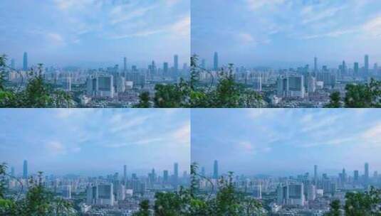 深圳笔架山顶俯瞰城市CBD摩天大楼建筑高清在线视频素材下载