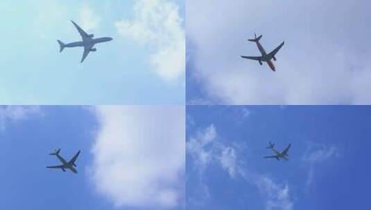 客运飞机在蓝天白云上空飞行高清在线视频素材下载
