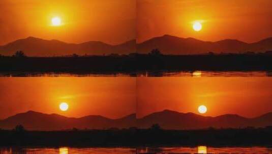 日落西山太阳下山延时摄影长焦特写高清在线视频素材下载