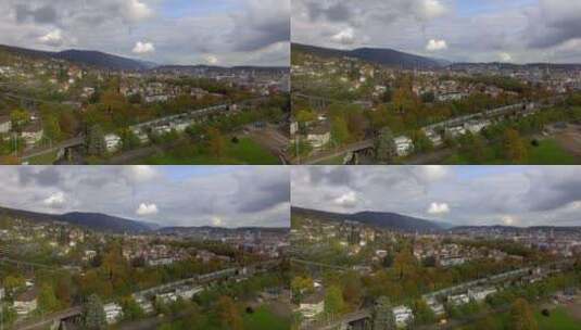 瑞士比尔-比恩市的鸟瞰图。高清在线视频素材下载