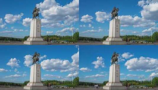 广场纳仁汗雕像高清在线视频素材下载