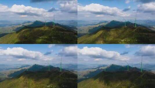 高山上的风电场航拍延时高清在线视频素材下载