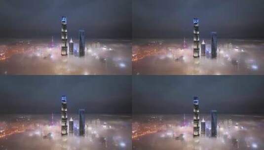 2024上海 上海云雾 上海夜景云雾高清在线视频素材下载