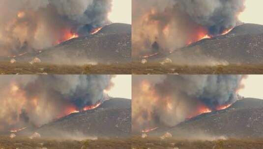 秋天山火爆发，干燥天气高清在线视频素材下载