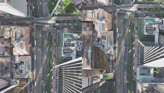 俯拍香港街道交通高清在线视频素材下载