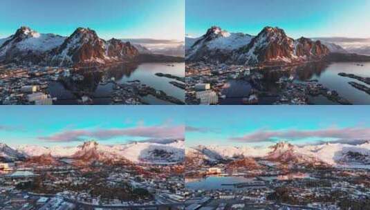 4K航拍挪威斯沃尔韦尔最美景色高清在线视频素材下载