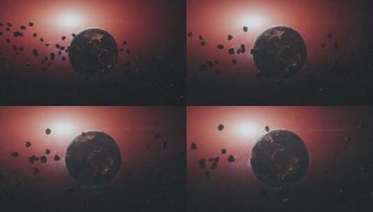 3d动画太空岩石对抗旋转的行星地球高清在线视频素材下载