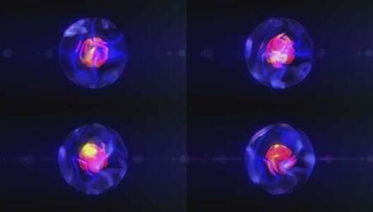 圆环相同，相似。蓝色抽象液体玻璃球，核心高清在线视频素材下载