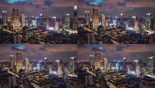 上海CBD高楼大厦静安区夜景高清在线视频素材下载