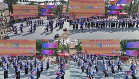云南楚雄牟定少数民族彝族的传统舞蹈三月会高清在线视频素材下载