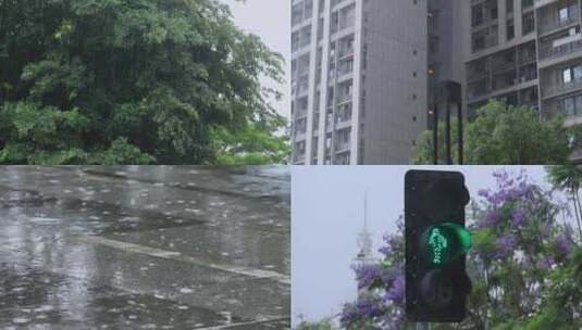 下雨天雨水大雨雨滴雨景合集高清在线视频素材下载