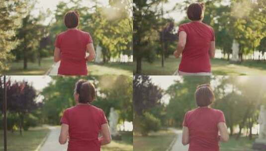 日落时奔跑的女人高清在线视频素材下载