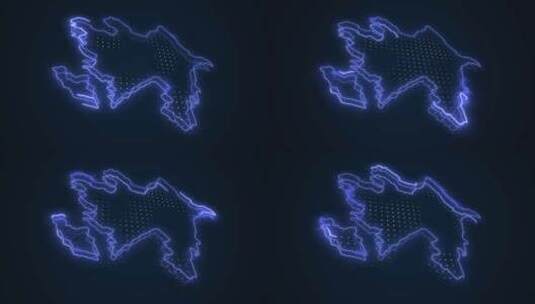 3D霓虹蓝阿塞拜疆地图边界轮廓循环背景高清在线视频素材下载