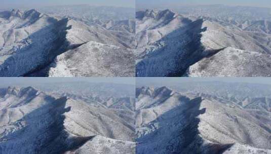 内蒙古呼和浩特马鬃山雪景航拍高清在线视频素材下载