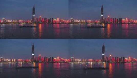武汉江滩夜景航拍709高清在线视频素材下载
