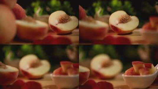 水蜜桃毛桃桃子久保桃子水果高清在线视频素材下载